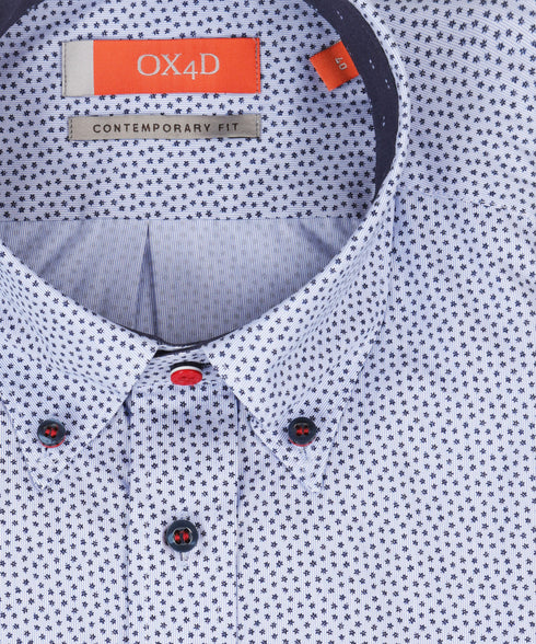 Lichtblauw twill overhemd met print